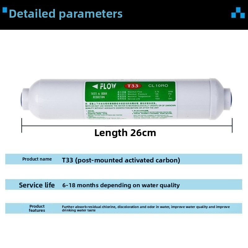 Carbon Filter Inline - Filtr węglowy aktywowany węglem drzewnym T33,